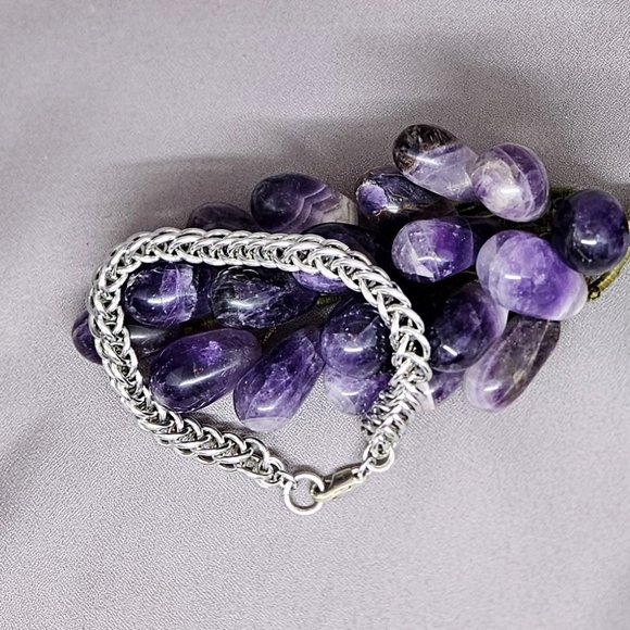 NWOT Unisex Bracelet!! Handmade Chainmaille of Shiny Aluminum - 8 1/4" - Picture 6 of 8